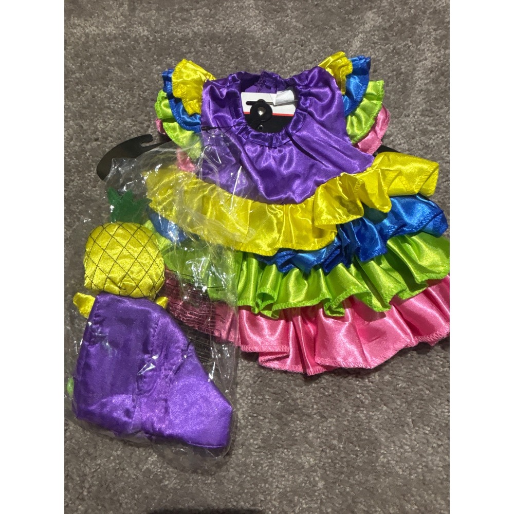 Unbranded Fruit Dancer Dog Costume Ruffle Satin Dress Pineapple Hat Multi Small